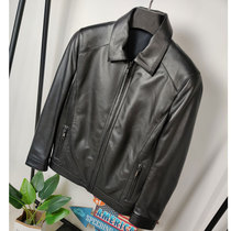 Spring and Autumn Mens Leather Coats Thin Leather Jacket Middle-aged Mens Sheep Leather Leather Jacket Business Dad