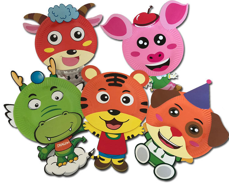 幼儿园儿童新年彩色纸盘子贴画动手工diy制作材料包宝宝益智39岁