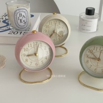ins retro silent small alarm clock simple bedside dormitory student desktop clock night light
