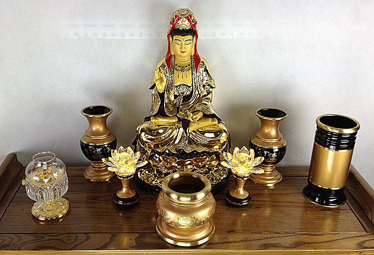 妙音佛具 佛前供灯 佛教用品 台湾工艺 古铜 纯铜 水晶莲花灯 6寸