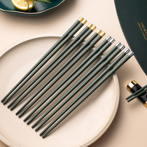 Chopsticks Emerald high-end luxury home creative alloy chopsticks anti-mildew and high temperature resistant 10 pairs set tableware