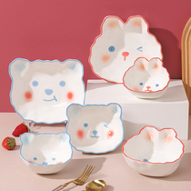 Bowls and trays for meals used at home are particularly good-looking dishes Ceramic High Face Value Cutlery Cartoon Little Bear Bowl