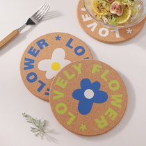 ins wind cork pan cushion heat insulation mat high temperature resistant kitchen bowl tray cushion waterproof cup cushion creative burn-proof table mat