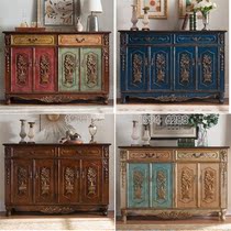 European and American sideboard art retro painted nostalgic furniture locker foyer multi-color porch cabinet shoe cabinet