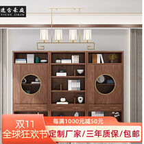 New Chinese style bookcase combination modern Chinese style locker office study all solid wood Zen bookshelf furniture customization