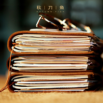 Saury retro hand Ledger traveler loose-leaf notebook cowhide notepad handmade diary tn Handbook