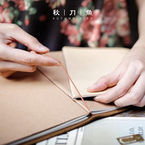 Travel hand account book custom diary replacement inside page elastic rope cowhide book manual note loose page hand account