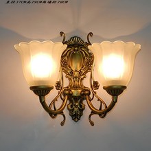 Светильные лампы Европейская настенная лампа Железное искусство Двухголовая гостиная коридор лестница библиотека ретро - настенная лампа тумбочка WL38B