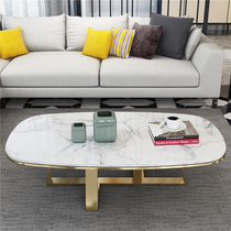 Nordic simple light luxury marble tea table post-modern living room creative small family Hong Kong stainless steel gold-plated tea table