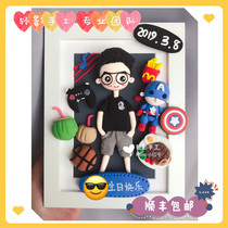(Light Shadow Handmade) Clay Doll Customized Photo Frame Birthday Wedding Commemorative Gift (Single)