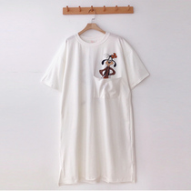 Summer nydress women cotton short sleeve loose plus size ins student Net red pajamas home clothes Medium-length dress pregnant women