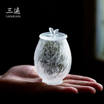Japanese glass tea pot Household portable small storage pot Handmade retro frozen burning Puer storage tea warehouse