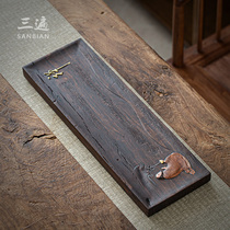 Handmade ebony tea tray Vintage ceramic dry bubble tray Storage water tea table Small creative Kung Fu tea tea tray