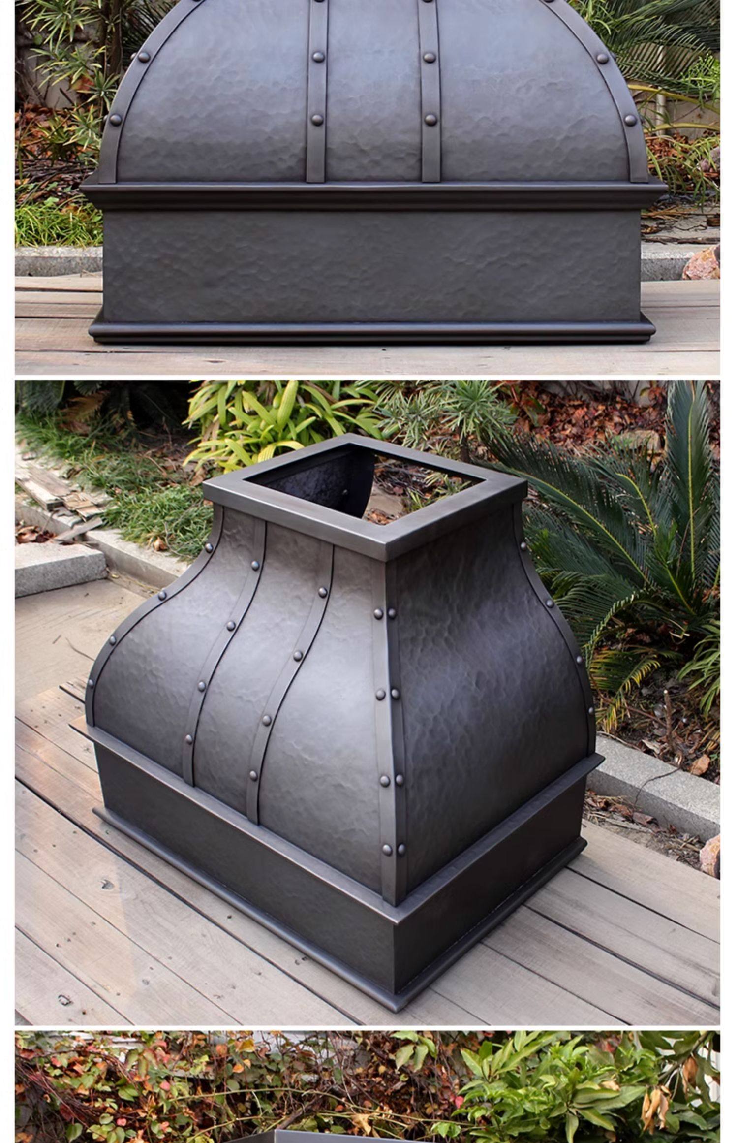 loft工业风美式复古抽吸排油烟机装饰罩拢烟罩定制紫铜烟罩排烟罩