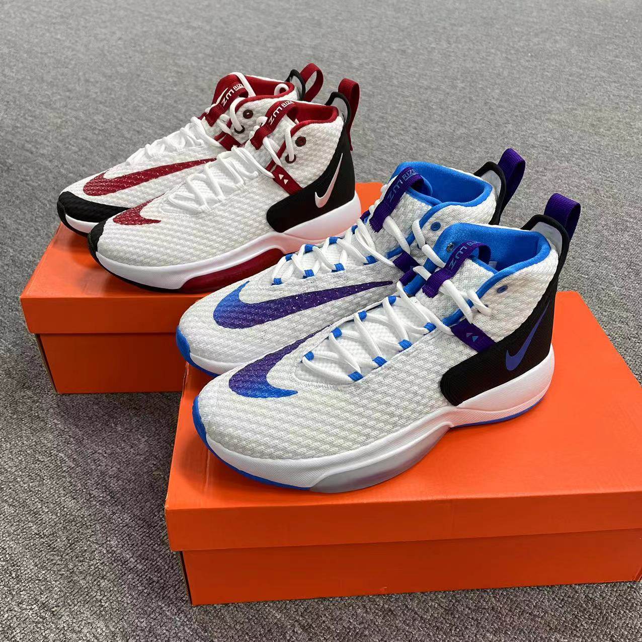 nike zoom rize耐克黑蓝黑白酒红男子实战篮球鞋bq5468-100-001