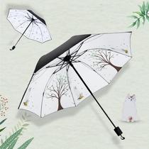Japan CK double parasol female super strong sun protection UV folding rain dual use black glue umbrella upf50
