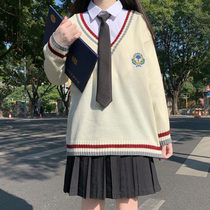 jk uniform skirt suit female autumn winter college wind sweater dress with dress salt department New Year wearing a hitch plexeme dress full set