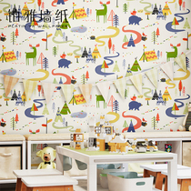Childrens paradise wallpaper cute cartoon trees animal childrens room wallpaper girl bedroom boy room non-woven fabric