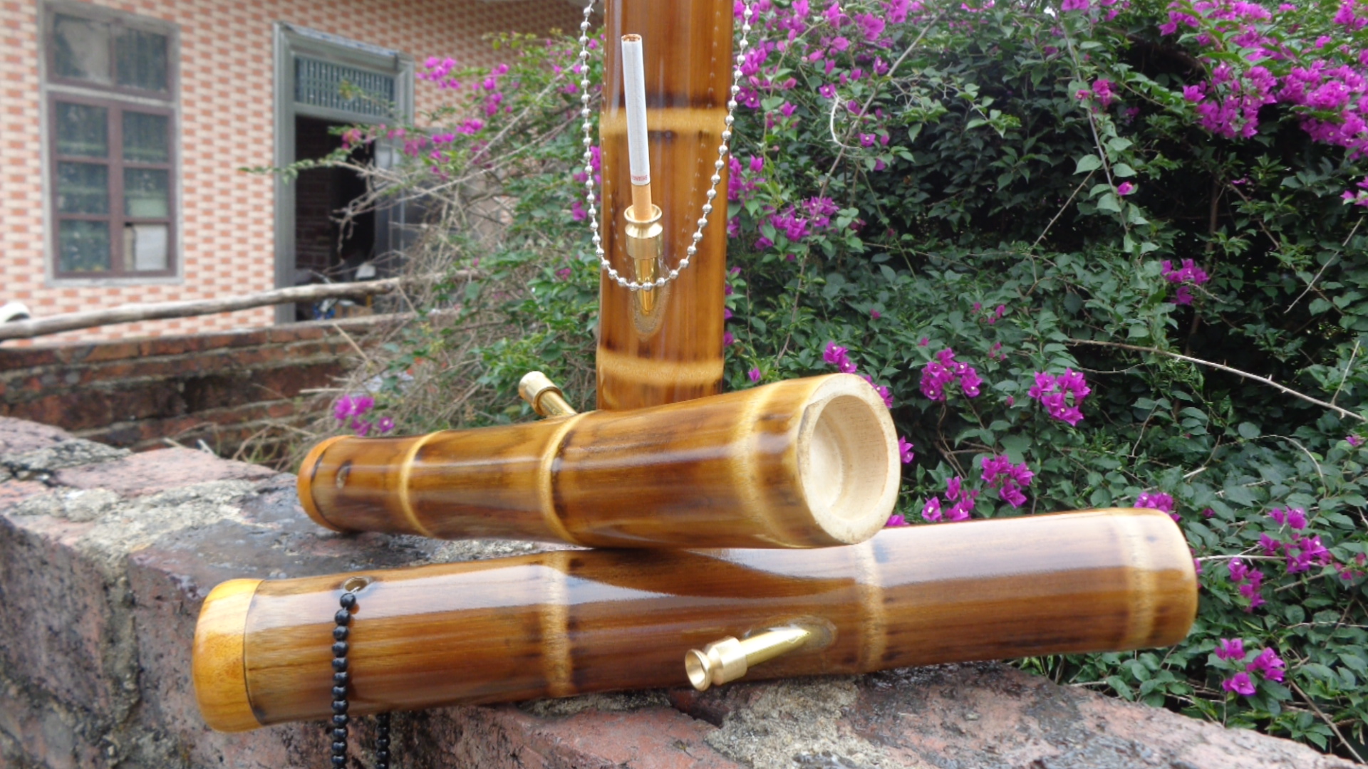 竹水烟筒喜悦高级版 短款 广东烟具 玉石木嘴 包邮 刻字刻画