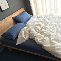 Unprinted cotton bed cover-type four-piece set of pure cotton bed sheet model washed cotton bedding good product set solid color simple