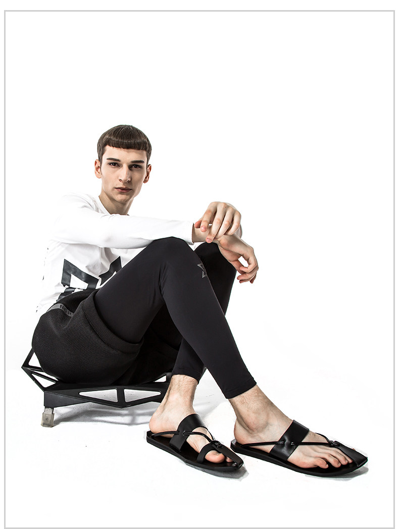 诺凡希 夏季拖鞋男人字拖简约个性英伦男拖潮拖时尚懒人拖沙滩鞋