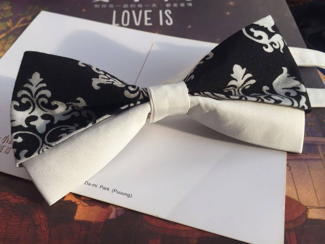 lfk@17时尚王黑花拼接领结花男女原创结婚主持人新郎伴郎宴会领花_7折