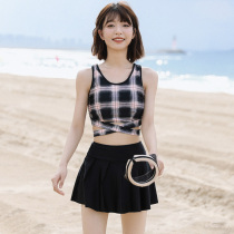 Swimsuit female split two-piece set conservative meat South Korean ins fairy boxer pants quick-drying student hot spring swimsuit