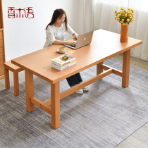 Nordic solid wood dining table and chair combination long bar table home Modern simple living room dining table log Workbench