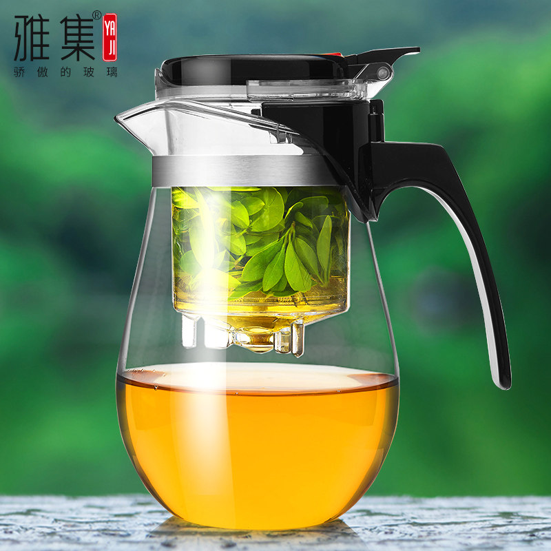 雅集水滴飘逸杯 大容量泡茶壶茶杯冷水壶 过滤耐热玻璃茶具800ml_7折