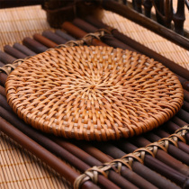 Rattan tea coaster woven rattan pot mat teapot heat insulation mat pure handmade old rattan coaster tea set bamboo cup tea ceremony accessories