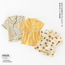 1-3-year-old baby short sleeve home suit Summer thin Air Breathable Pure Cotton Infant Sleepwear Small Bear Air Conditioning Suit