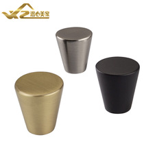 Furniture drawer cabinet door handle Export environmental protection nickel plated brushed solid single hole conical American sub-black handle