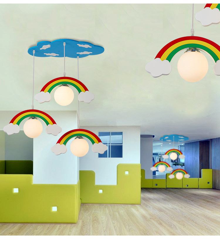 幼儿园led护眼简约彩虹儿童吊灯卡通灯男孩女孩卧室吊灯饰