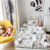 Pure cotton breathable double gauze newborn baby crib car boys and girls crib three-piece customization