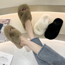 Japan fur slippers women autumn and winter New Net red thick-soled non-slip home cotton shoes summer outside wear wild fashion
