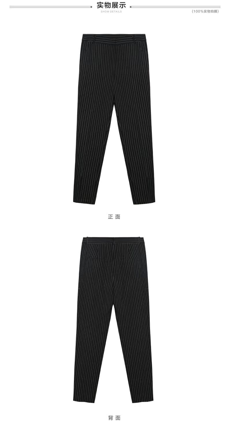 日本有紀梵希的專櫃 洛可可2020春裝新款條紋顯瘦鉛筆褲女休閑褲5335KS201專櫃 紀梵希服裝專櫃