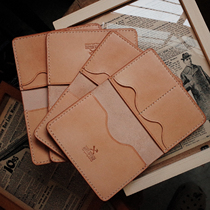 Pure handmade Italian vegetable tanned cowhide simple retro multi-functional document set ticket card abroad passport bag