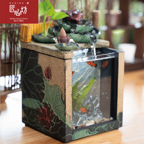 Craftsmanship landscape small fish tank table surface running water pendulum water office decoration making view tea table creative pendulum