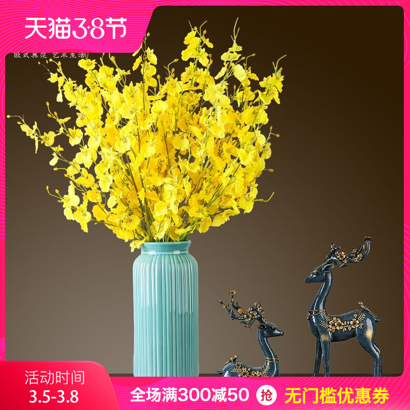 European furnishing articles ceramic simulation flowers, dry flower vases, I and contracted creative living room TV cabinet table vase