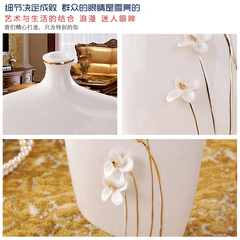 European I and contracted fashion home sitting room the bedroom adornment handicraft ceramics vase rose three - piece suit