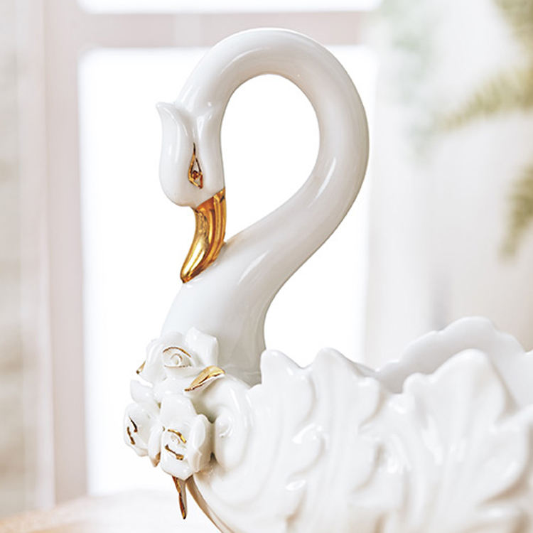 European ceramic tea table hallway porch key sundry receive dish home sitting room adornment swan furnishing articles with a gift