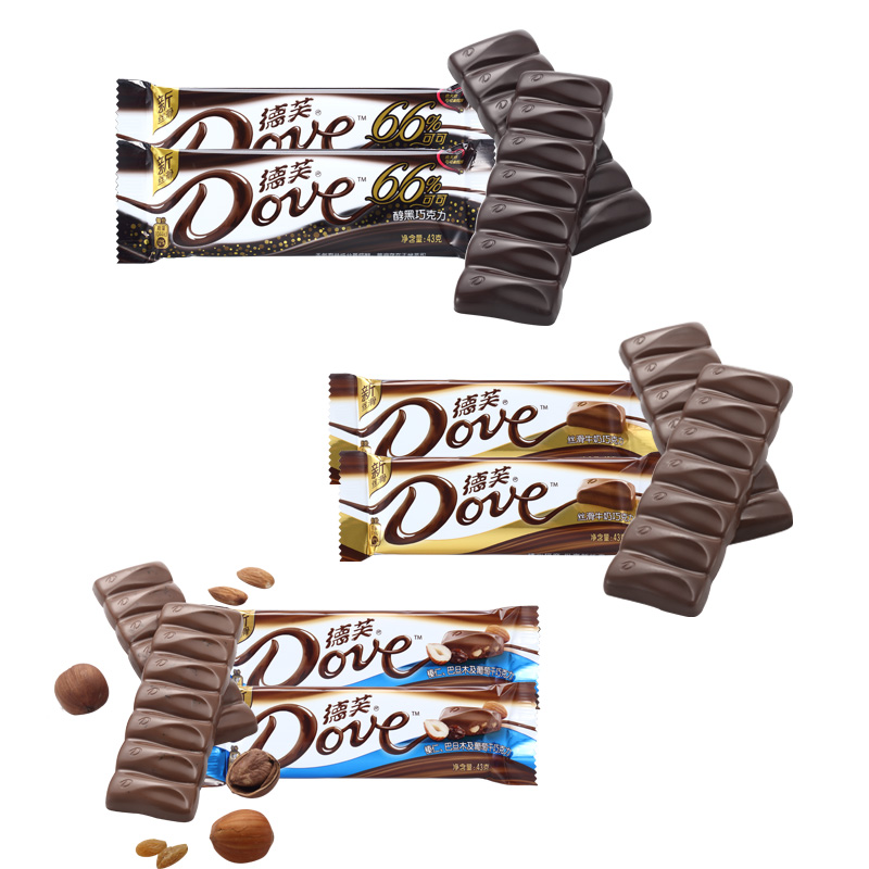 德芙巧克力9口味可选 牛奶醇黑 香浓黑 排块43g*2 喜糖零食批发产品展示图3