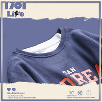 Send you an olive branch 1701 LIFE Original design Fall round collar printed lovers loose wee clothing