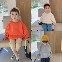 Boys autumn baby clothes spring and autumn models 2021 new small childrens foreign style round neck pullover foreign coat tide