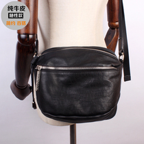 Pure leather minimalist skew satchel lady Multi-layer retro with sexual soft leather bag 100 lap cow leather new single shoulder bag