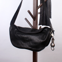 Pure Leather Day Style Chest Bag Men Retro Locomotive Covered Tannic Bull Leather Skew Satchel Woman Individuality Single Shoulder Bag Soft Leather Bag