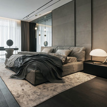 Leather bed Modern minimalist baxter bed Italian light luxury bed Minimalist industrial wind soft bed Double bed Technology cloth bed