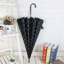 Pure color straight pole small freshener umbrella black rubber long handle umbrella male and female clear rain dual-use semiautomatic sun umbrella sunscreen big number