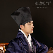 Huai side Shino Bamboo Vegetarian color satin square Quadrilateral flat scarf inverted trapezoidal Ming-made Mens scarf Mens first Costume Book Students