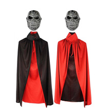 Halloween adult double-sided cloak horror skull mask with head coat cosmetic ball plated high reflective mask